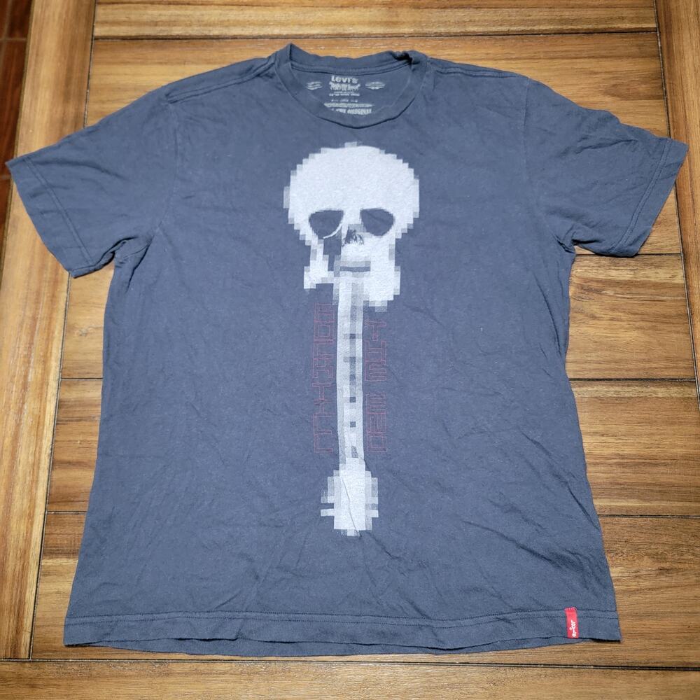 Levi's Black Unisex Tee Skull Guitar - Size Large